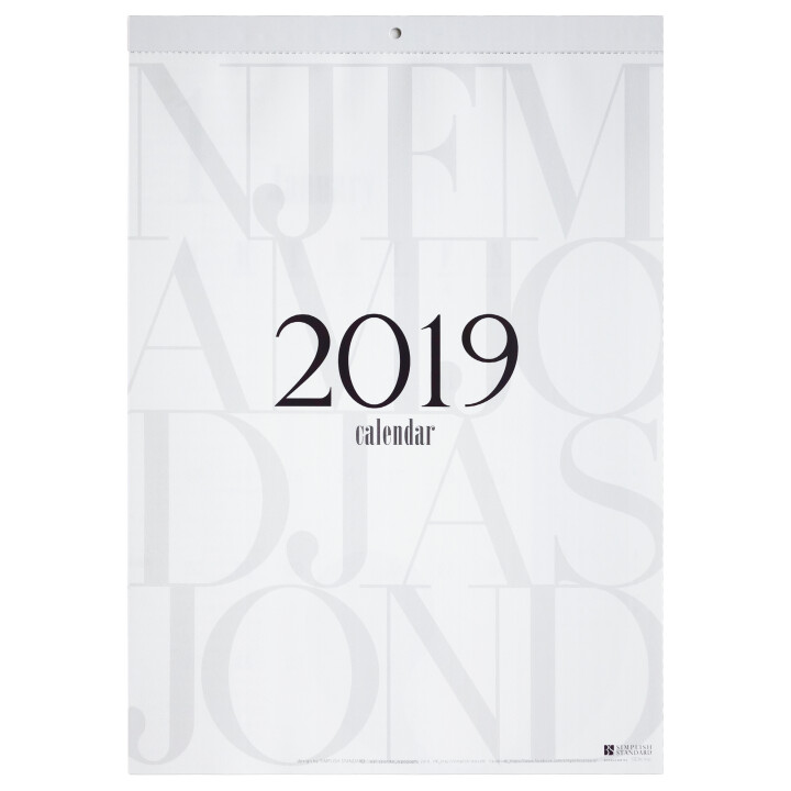 2019年壁掛けカレンダー タイポグラフィ