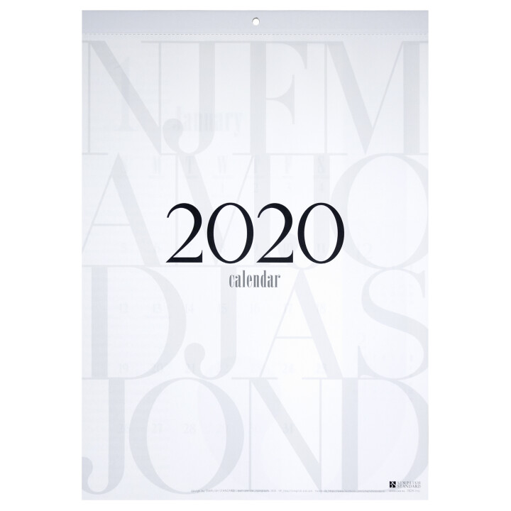2020年壁掛けカレンダー タイポグラフィ